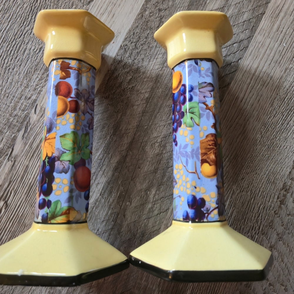 Tuscan 1920s Art Deco 450.A Antique Fruit Taper Holders Made in England Pair - Picture 4 of 12